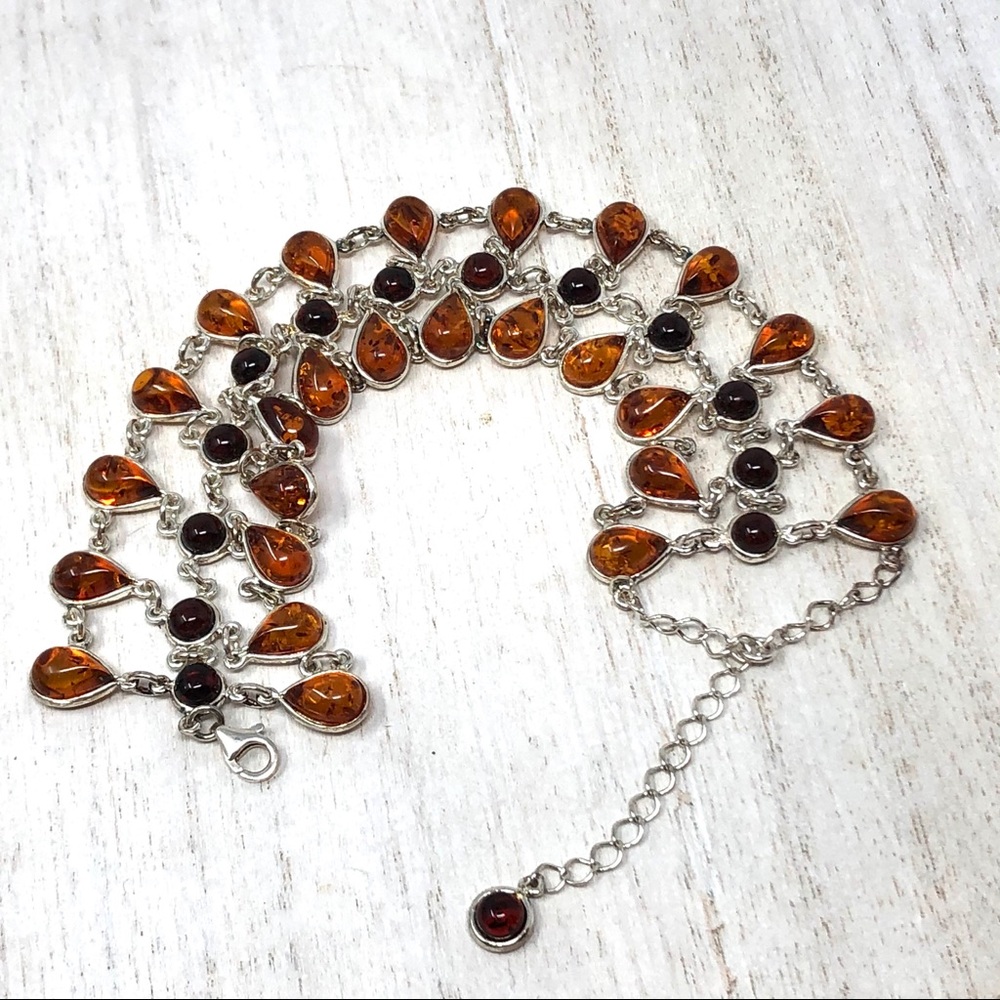 Baltic Amber, sterling silver lace bracelet, 22.2g